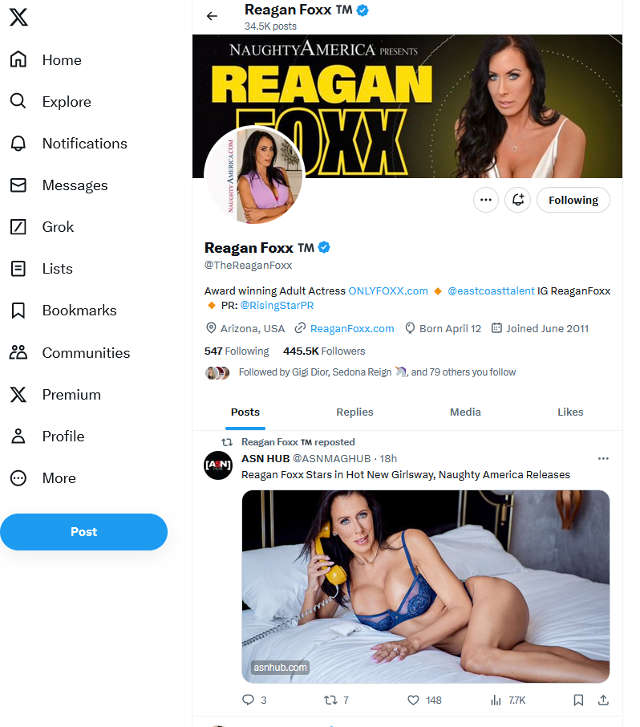 Reagan Foxx Twitter Page